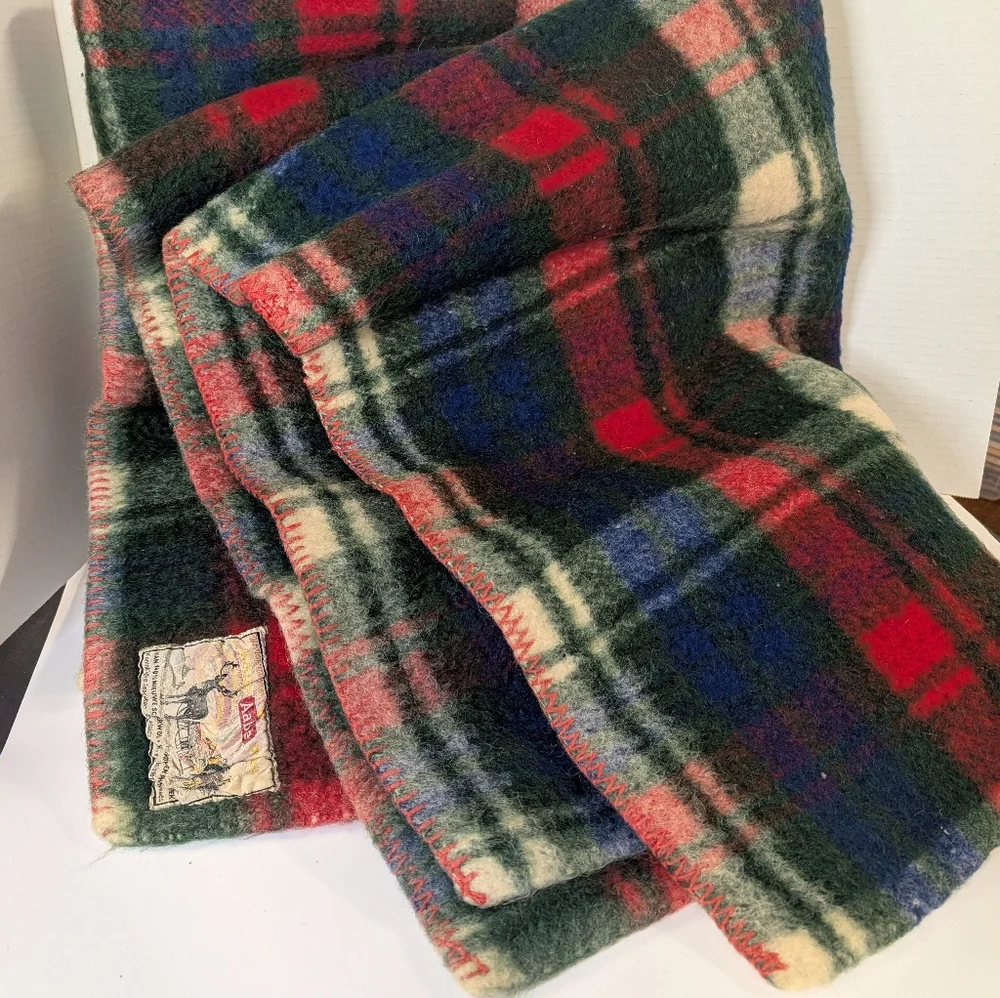Vintage Blanket   Holland By Aaba Plaid Wool Blanket 1950 ALLWool 72x72